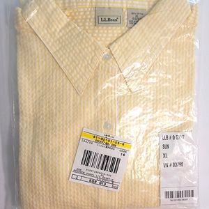 L.L.Bean XL Women's Vacationland Seersucker Shirt, Long-Sleeve